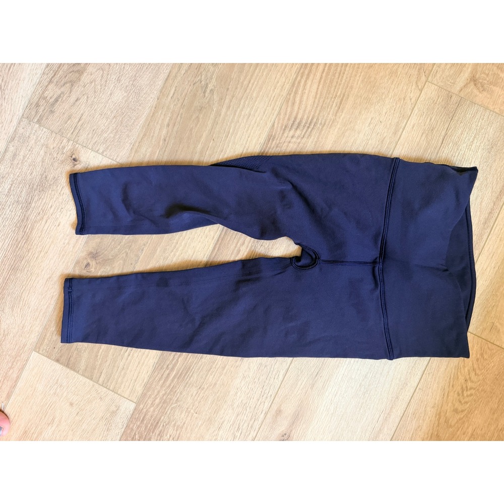 Lululemon Train Times Crop 17 Navy Blue Mesh Leggings Size 4